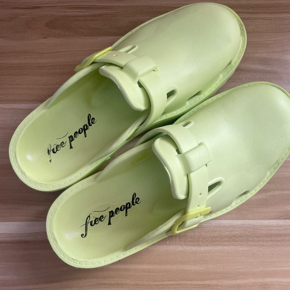 Free People Light Green Slip-On Karlie Clogs